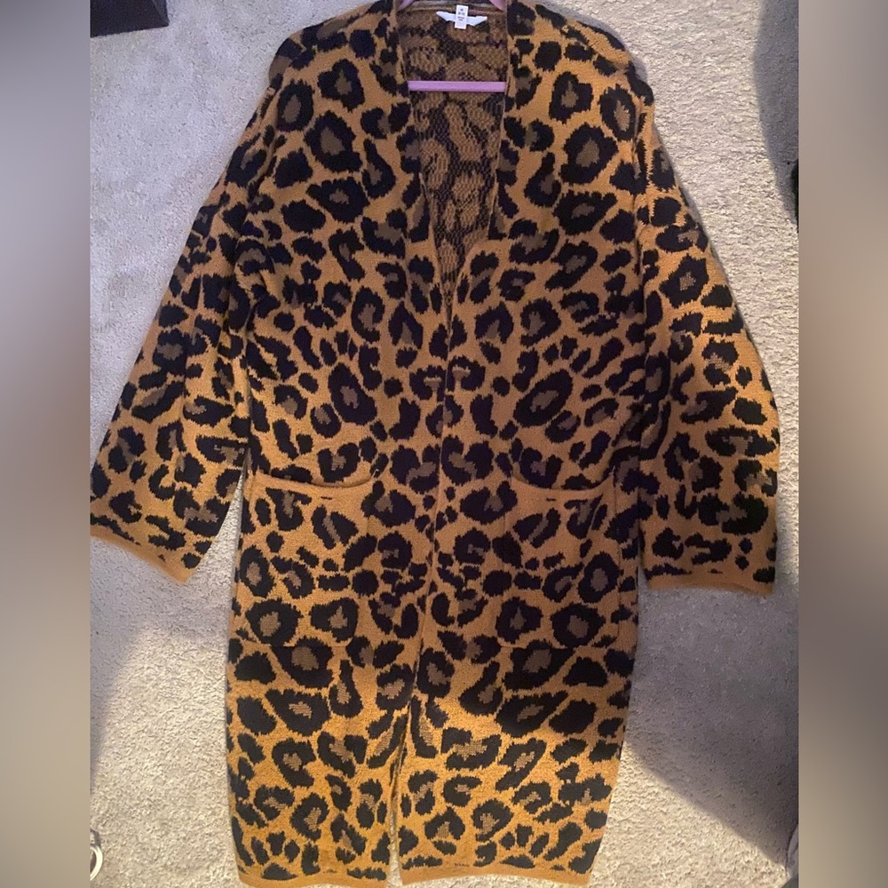 Leopard Print Long open Cardigan